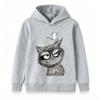 Kids Unisex Boys Girls Pullover Hoodie, Funny Angry Cat Skateboarding Mouse Print Casual Warm Hooded Sweatshirt for Daily Wear Party Gifts 6-12 Years
