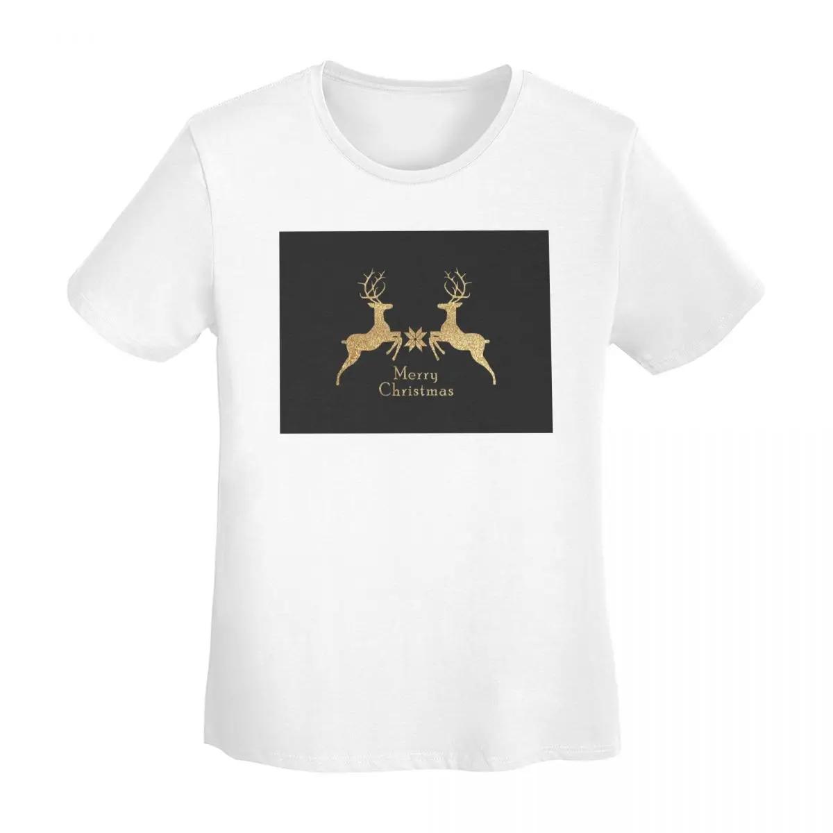 

Christmas Gold Deer TShirt Women Short Sleeve T Shirts ONeck Streetwear Cotton Summer Tees Streetwear S