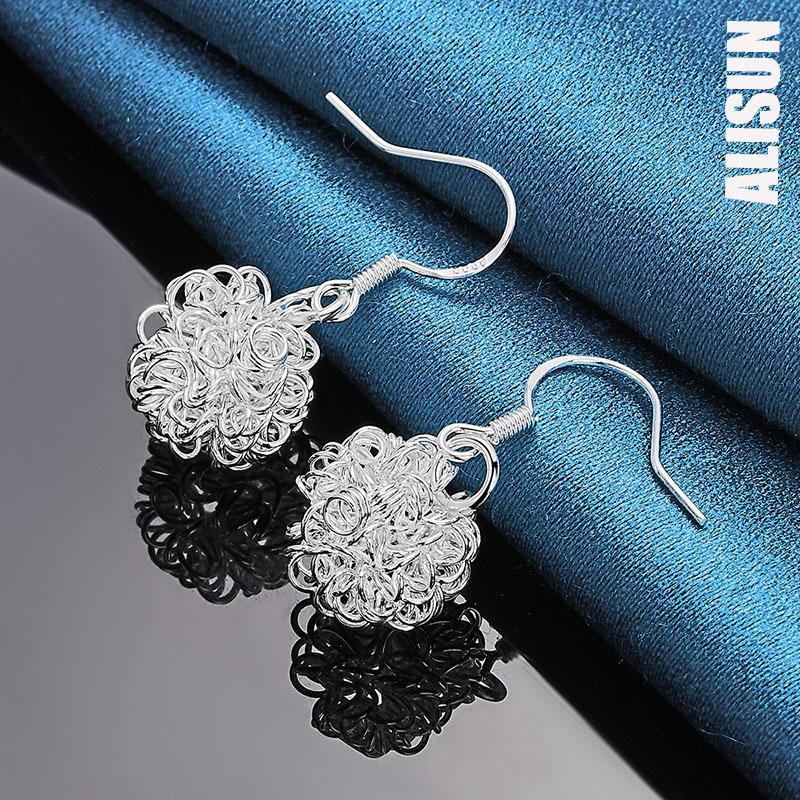 Orecchini a cerchio con motivo geometrico in argento sterling 925, gioielli da sposa alla moda