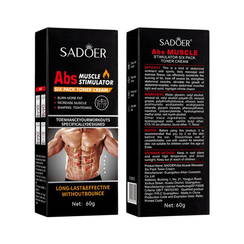 Crema Riscaldante Modellante Addominale da Uomo 60g SADOER Crema per la Perdita di Peso e Snellente di Vita e Addome