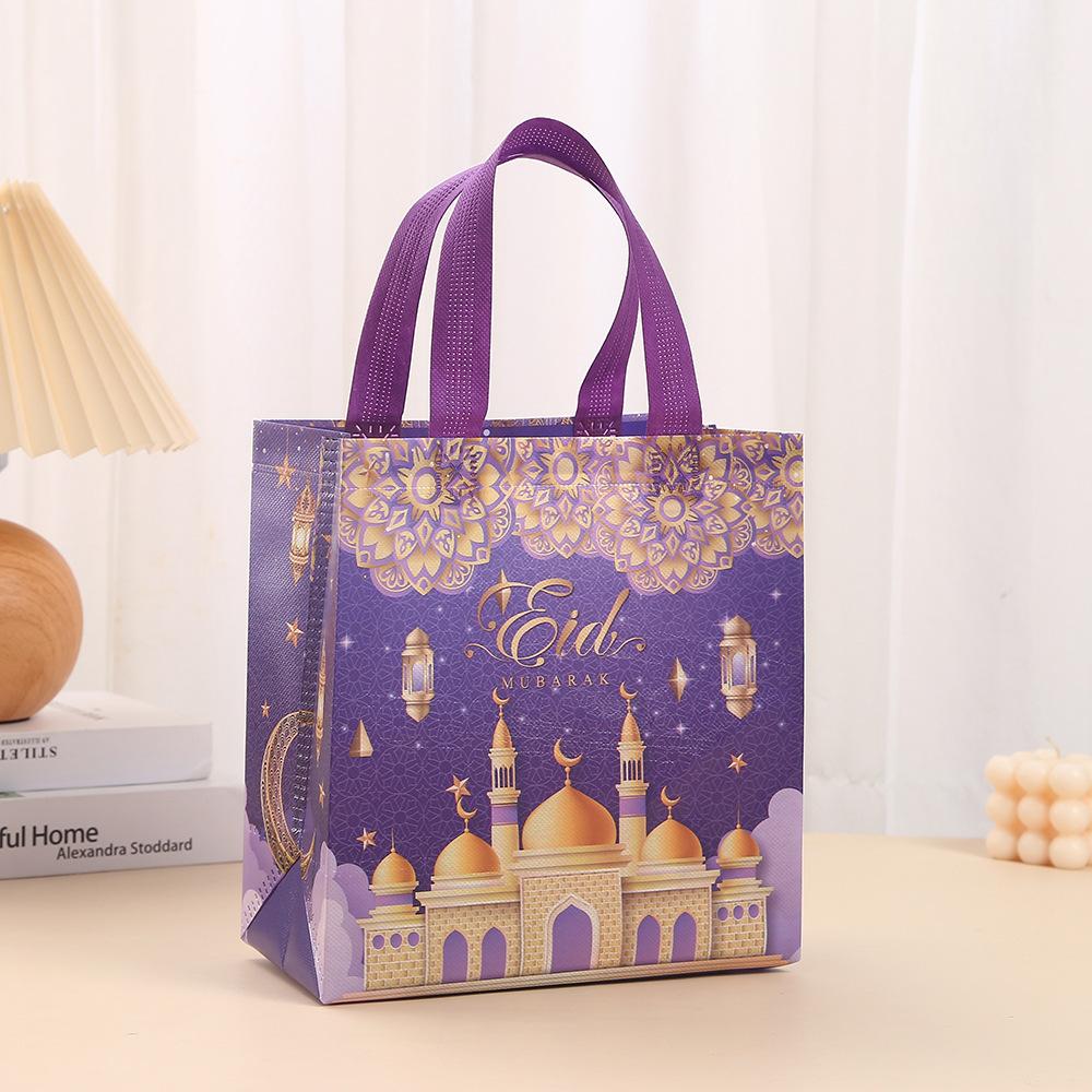 StoBag, Eid Mubarak Gift Bags, Celebrate with Arabic Calligraphy and Moon Designs, 12/30pcs, Eco-Friendly Non Woven