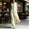 Damen 2-teilige Sets Color Block Ärmellose Hemden mit Knöpfen Passende Lange Hosen mit Taschen Sommerlich Lässig Urlaubs Outfits