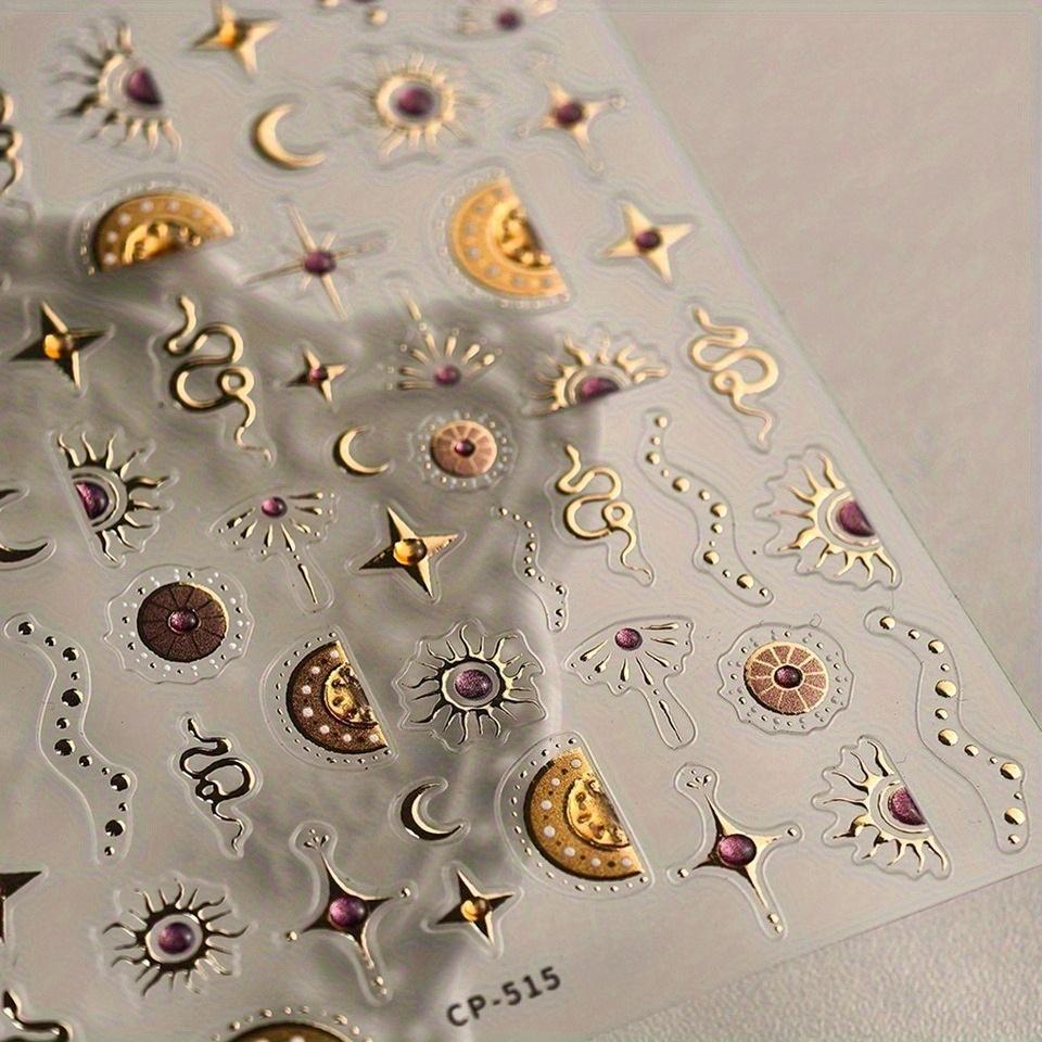 1Pc Color Gold + Jelly Glue Cartoon Nail Stickers Nail Art Stickers