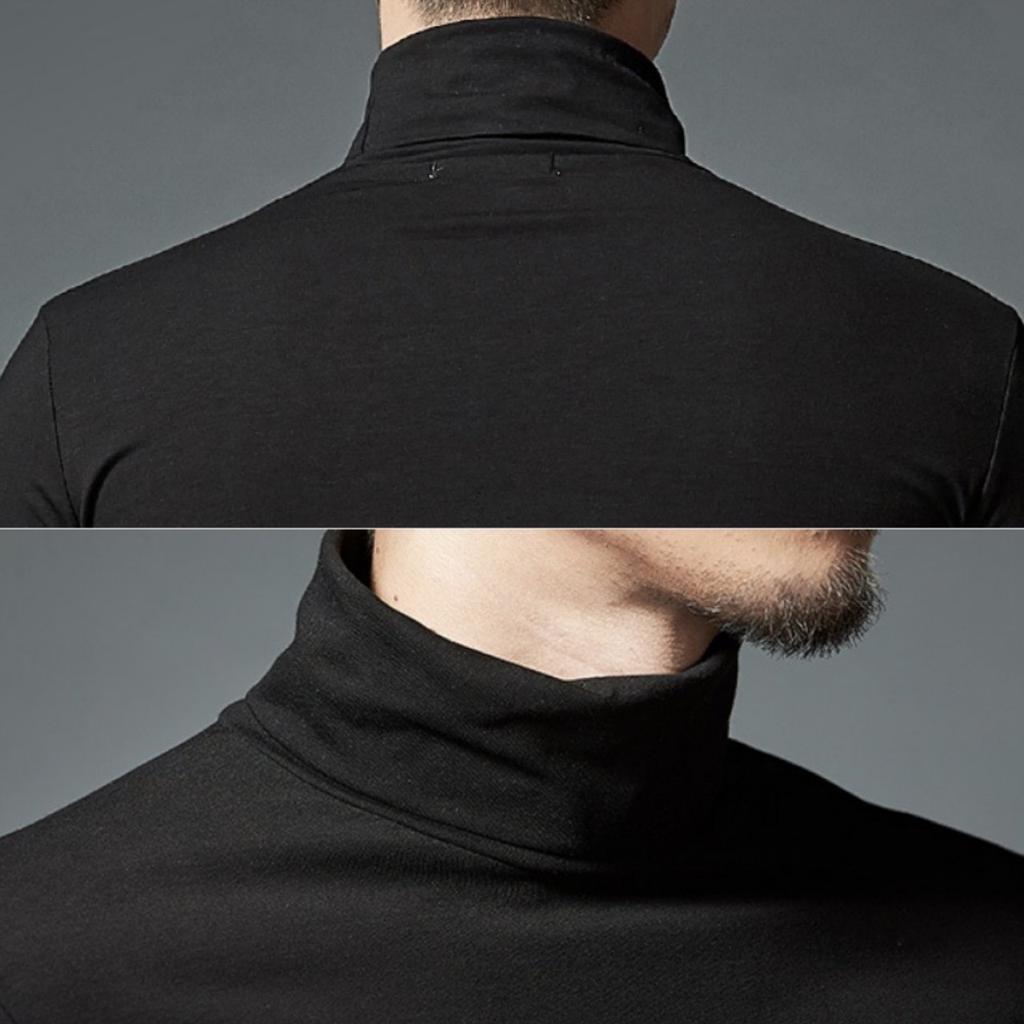 CHROME CRANE Turtleneck High Neck Long Sleeve Size Men's T-Shirt (LPT017) (03.White, M)