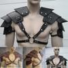 Medieval Viking Warrior Shoulder Armor Gladiator Samurai Knight Pauldrons Gothic Steampunk PU Leather Belt Armor Cosplay Costume