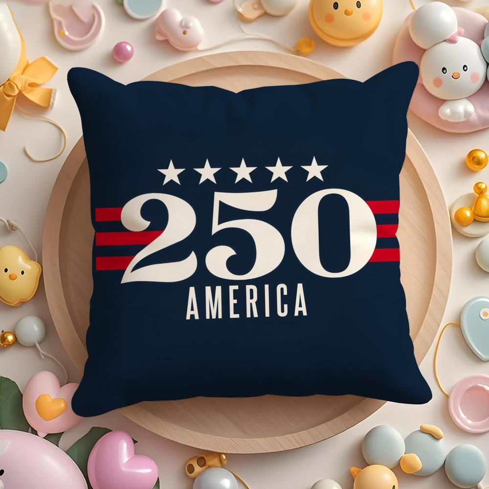 Anniversary Of The Usa 250Th Cushion Cover Plush Fabric Soft Double-Sided Printed Sofa Warm Winter Home Gift Pillow Case