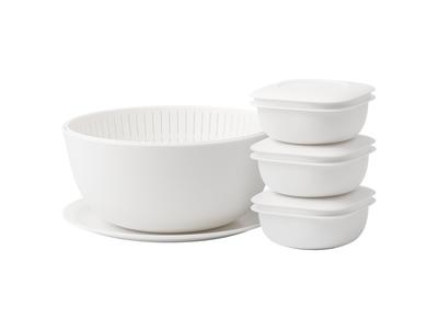 (gosto disso)Escorredor e tigela que também podem ser usados para lavar arrozLBK-S-01 Conjunto Branco 1 porção160-200gRecipiente para congelar arroz