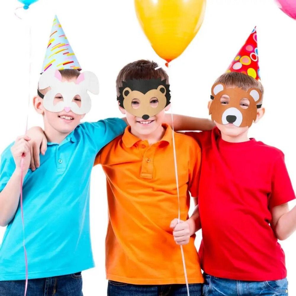 10/12pcs Cute Animal Jungle Animal Felt Mask Cartoon Forest Animal Masks Ress-Up Party Accessory