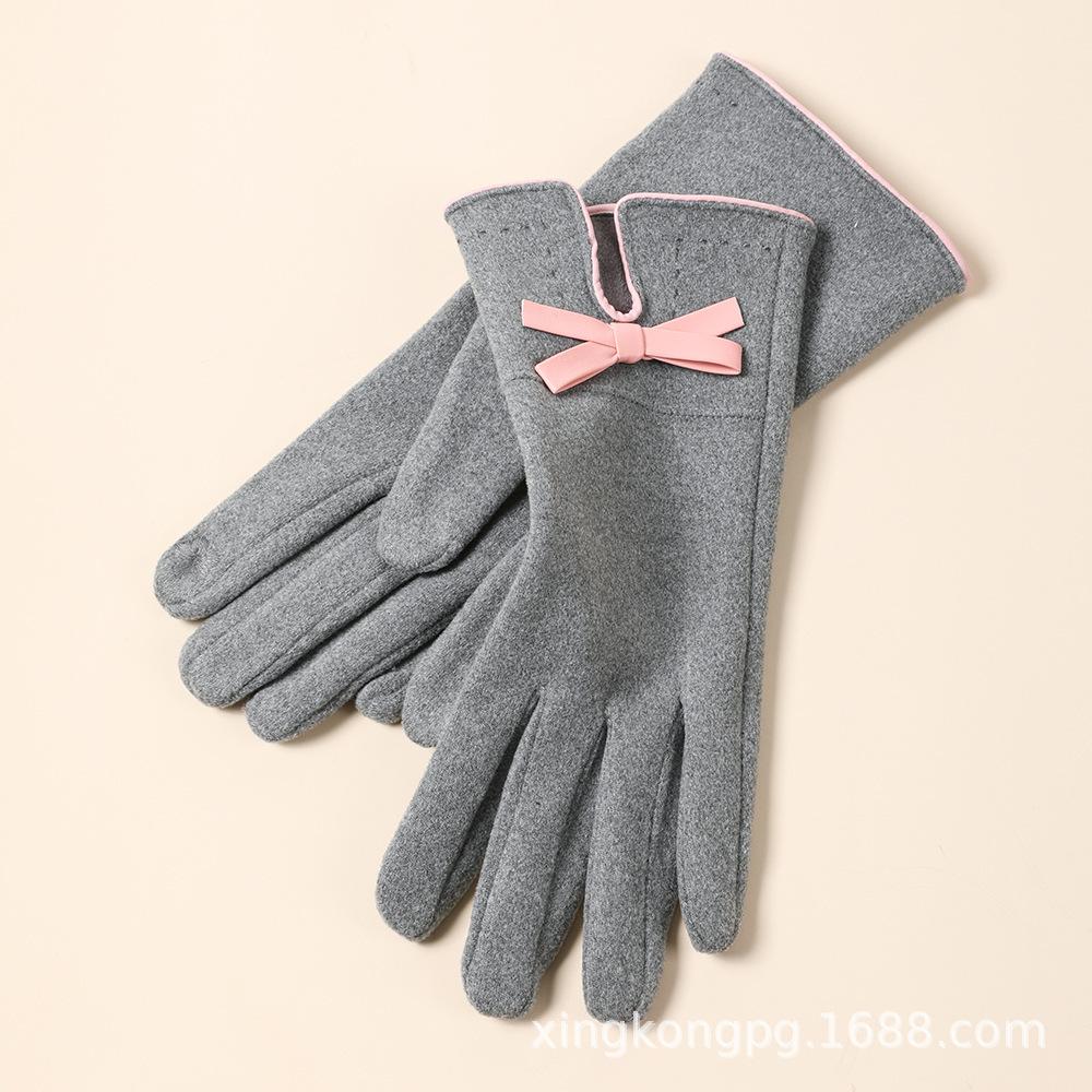 Warm Gloves Women'S German Plush Mouth Windproof And Cold-Proof Plush Outdoor Riding Driving Touch Screen Autumn And Winter Gloves