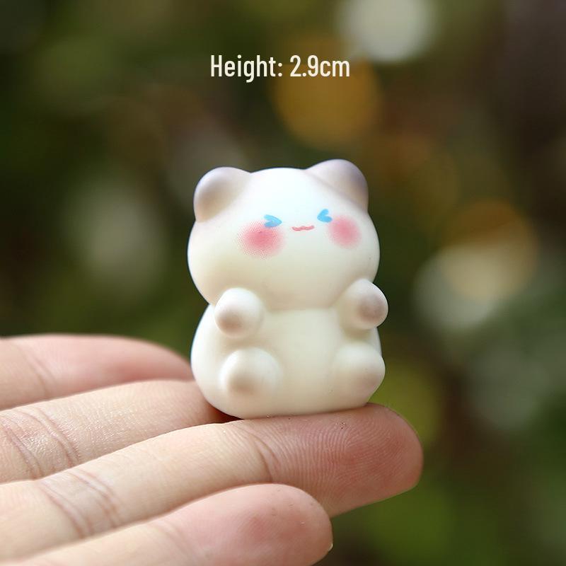 Cross-Border Cute Siamese Cat Mini Ornament: Cartoon Fat Cat Bean Eyes Pet Doll Blind Box