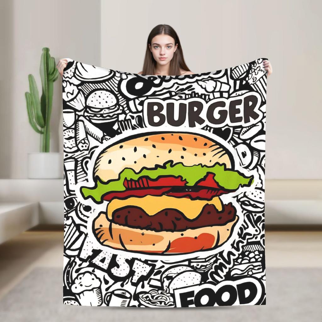 Fast Food Mexican Nachos Burritos Tacos Blanket Cover Snack Throw Blankets Bedroom Sofa Quilt Soft Warm Bedspread Multi-function