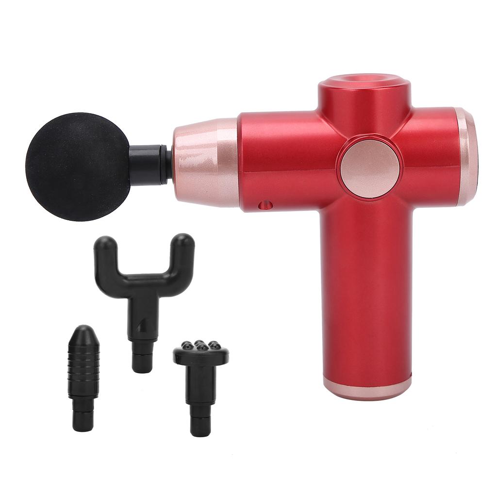 Muscle Relaxation Massager Electric Fitness Muscle Massager with 4 Massage Heads (Red)