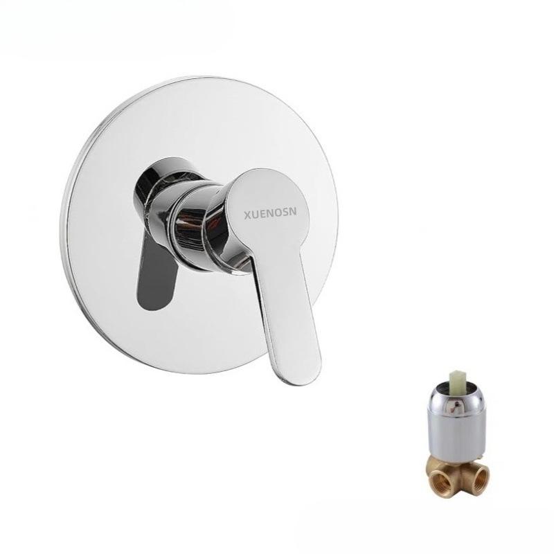 

All-copper concealed three-way wall-mounted shower faucet, pre-embedded cold and hot water mixing valve for shower, bath срібний