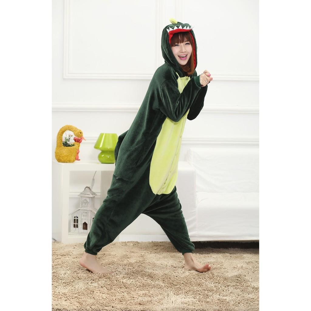 Unisex Anime Kigurumi Pajamas Dinosaur Cosplay Costume Winter Hoodies Party Sleepwears Set