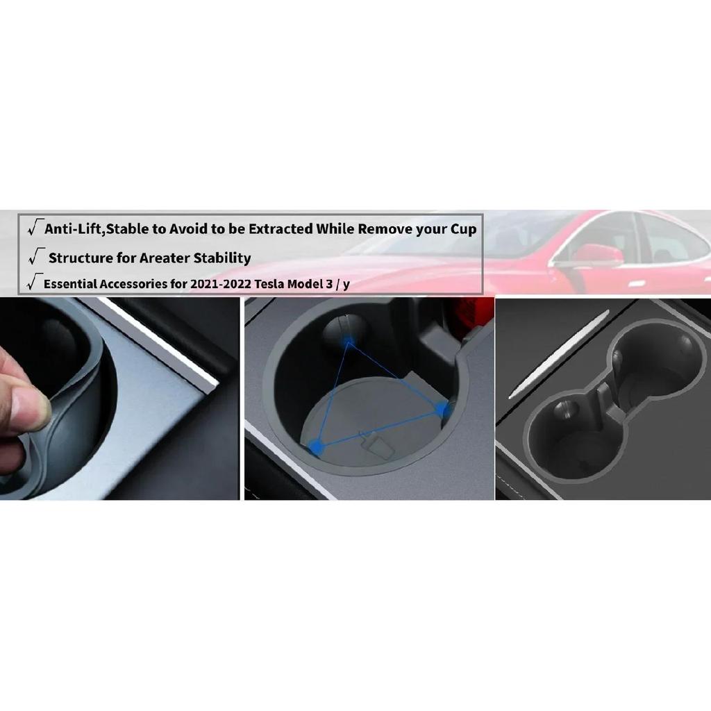 For 2021-2023 Tesla Console Cup Holder Insert-Upgrade Tesla Model 3/Y Accessories Anti-Slip Silicone Center Consoles Cup Holder Cup Holders 5