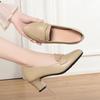 5.5cm 7cm Elegant Office Ladies Soft Leather Shoes Shallow Mouth Heeled Shoes Spring 2025 Trend Med Block Heels Shoes for Work