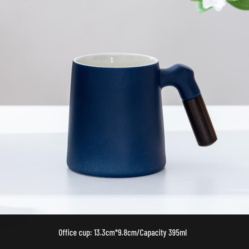 Ceramic Tea Brewing Mug with Wooden Handle, Lid, and Filter - Large Capacity Office Souvenir Cup