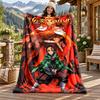 Akaza Demon Slayer Custom Name Flannel Blanket Personalized Soft Warm Plush Throw Blanket Customized Gift for Family Friends