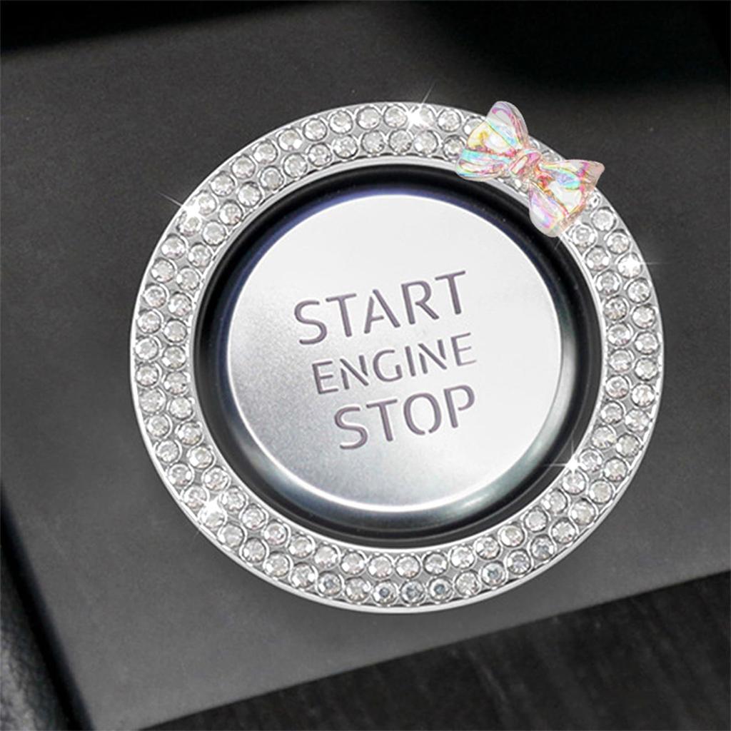 Generischer Auto Motor Startknopf Ring, Auto Motor Start Stopp Dekorationsring, Strass Punkt