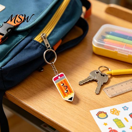 Acrylic Keychain Kit 8Pcs Back to School Set, Theme Keryring Gift for Students, Decorative Accessories Bags & Backpack