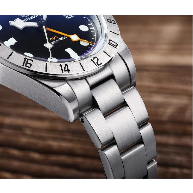 ADDIESDIVE Hot Sale GMT Quartz Watch Stainless Steel Bubble Mirror Glass BGW9 Super Luminous Men's Watches AD2035 NEW Waterproof