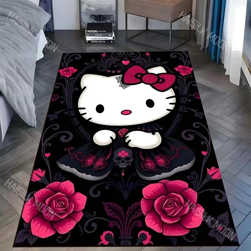 

Disney Japanese Sanrio Hello Kitty Black Carpet for Living Room Bedroom Kid s Room Home Sofa Area Rug Mat for Gift Decor 40x60cm