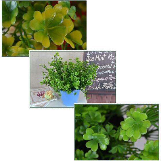 LUOZZY 3 PCS Simulated Green Plants Decor Artificial Four Leaf Clover Fake Plant Lifelike Fake Greenery Foliage for St. Patrick's Day Summer Garden