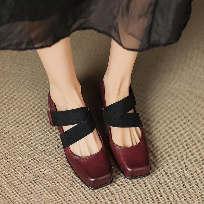Fashion 2025 New Fashion Women Pumps Shoes Low-heel Retro Genuine Leather Party Mary Jane Autumn Square Toe Shoes Dress Heels Women