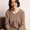 Soft Hooded Cashmere Sweater for Women - 2026 Autumn/Winter Collection: Solid Color, Gentle Style, Loose Fit