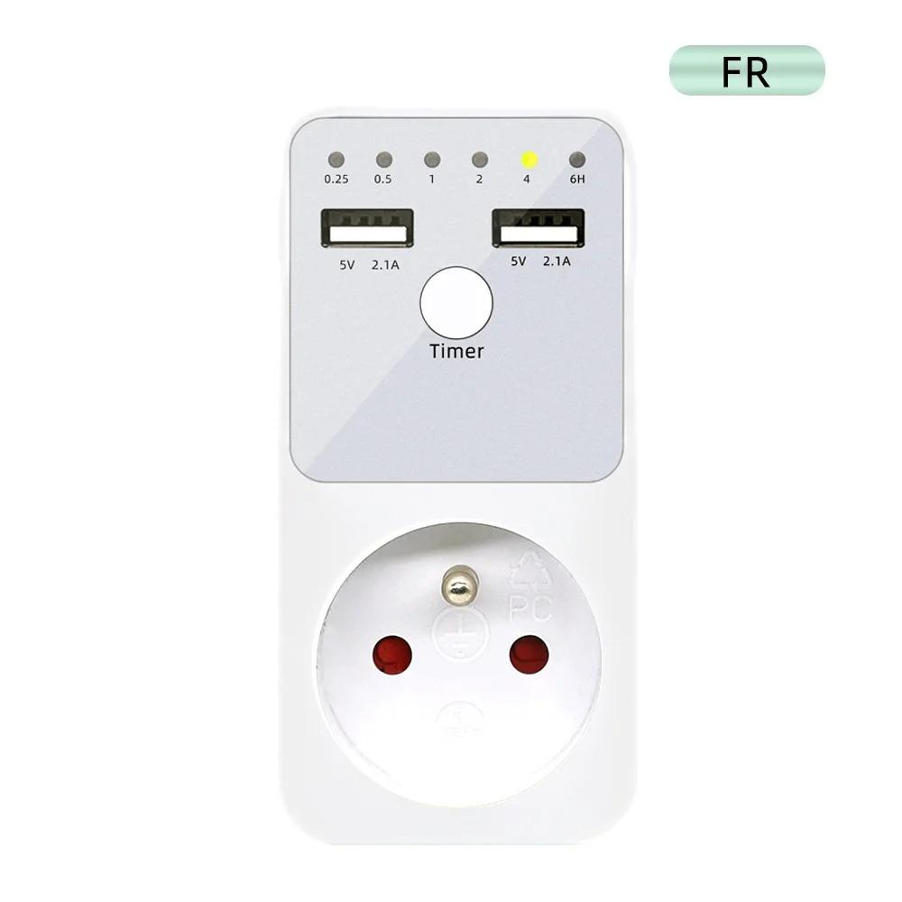 Comutator electronic cu temporizator, numărătoare inversă programabilă de 6 ore, priză cu temporizare inteligentă, interfață USB, priză EU US UK FR