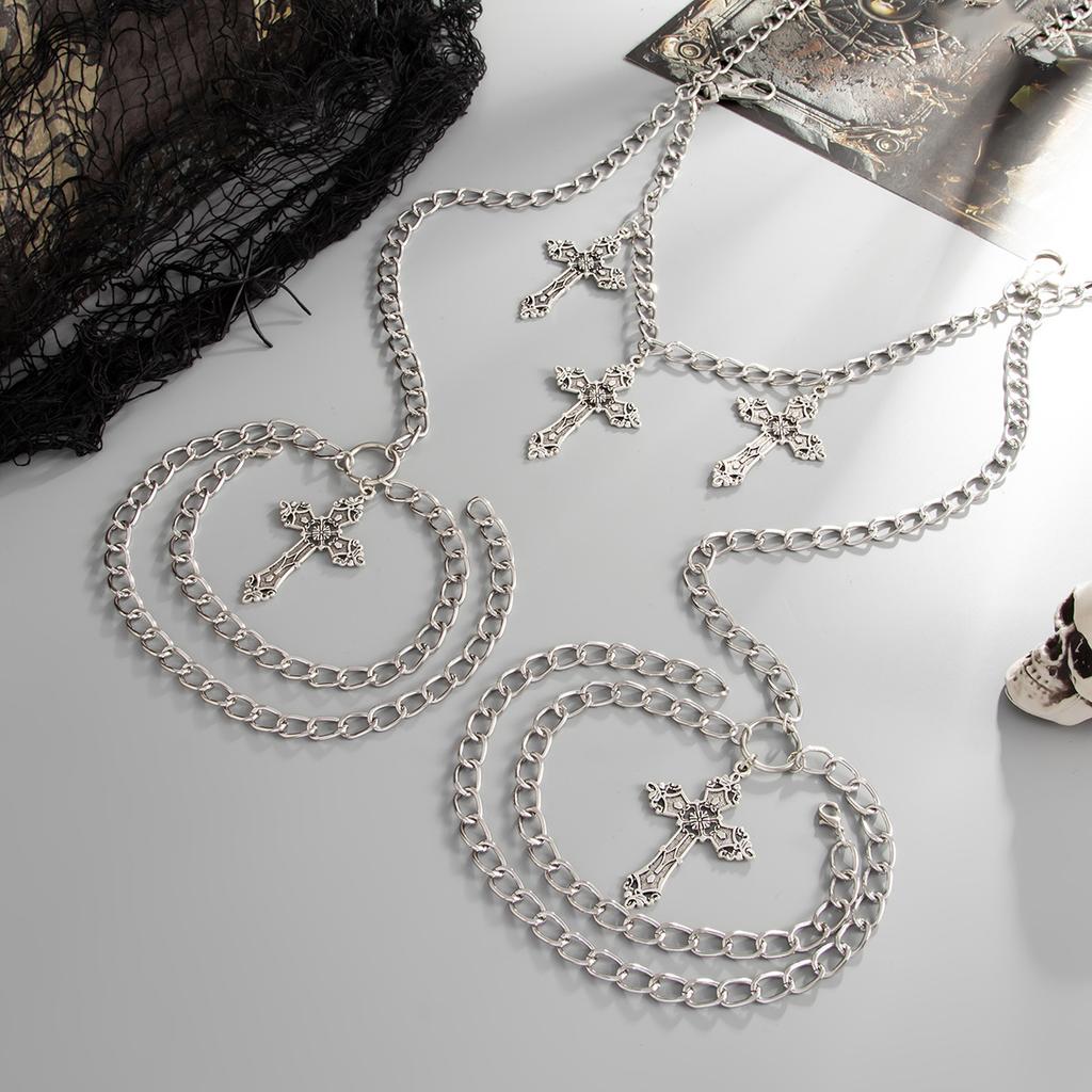 Sexy Spice Girl Cross Pendant Jeans Chain, Hip Hop Metal Chain Thigh Chain Pendant