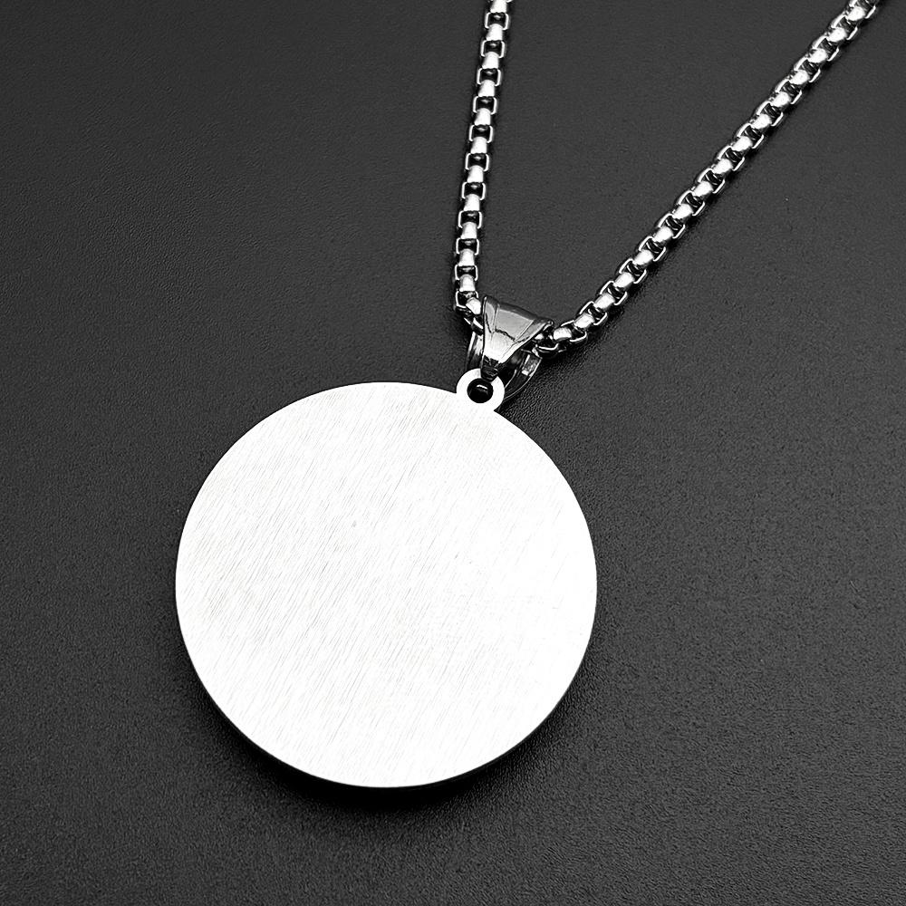 Holy Trinity Father Son Spirit Medal Flower Glass Pendant Necklace for Women Men Stainless Steel Christian Amulet Chain Jewelry