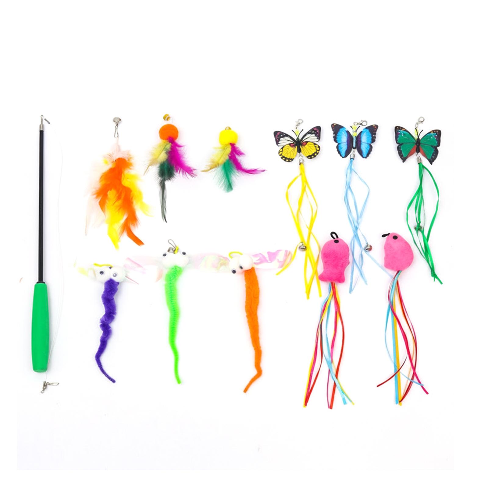 Cat Feathers Teaser Wand Replacement Heads Extendable Design for Pet Entertainment