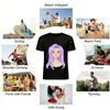 Cool Purple-Haired Girl Print Top Trendy Street Style Loose Crew Neck Pullover For Teens Pure cotton T-shirt