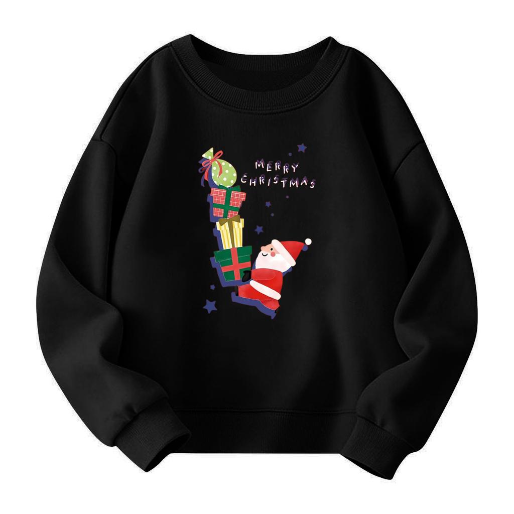 Christmas Day Girls Round Neck Pullovers For Kids Printed Baby Tops
