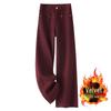 Ancola Women's 2024 Red Fleece-Lined High-Waisted Wide-Leg Jeans - Autumn/Winter Retro Style