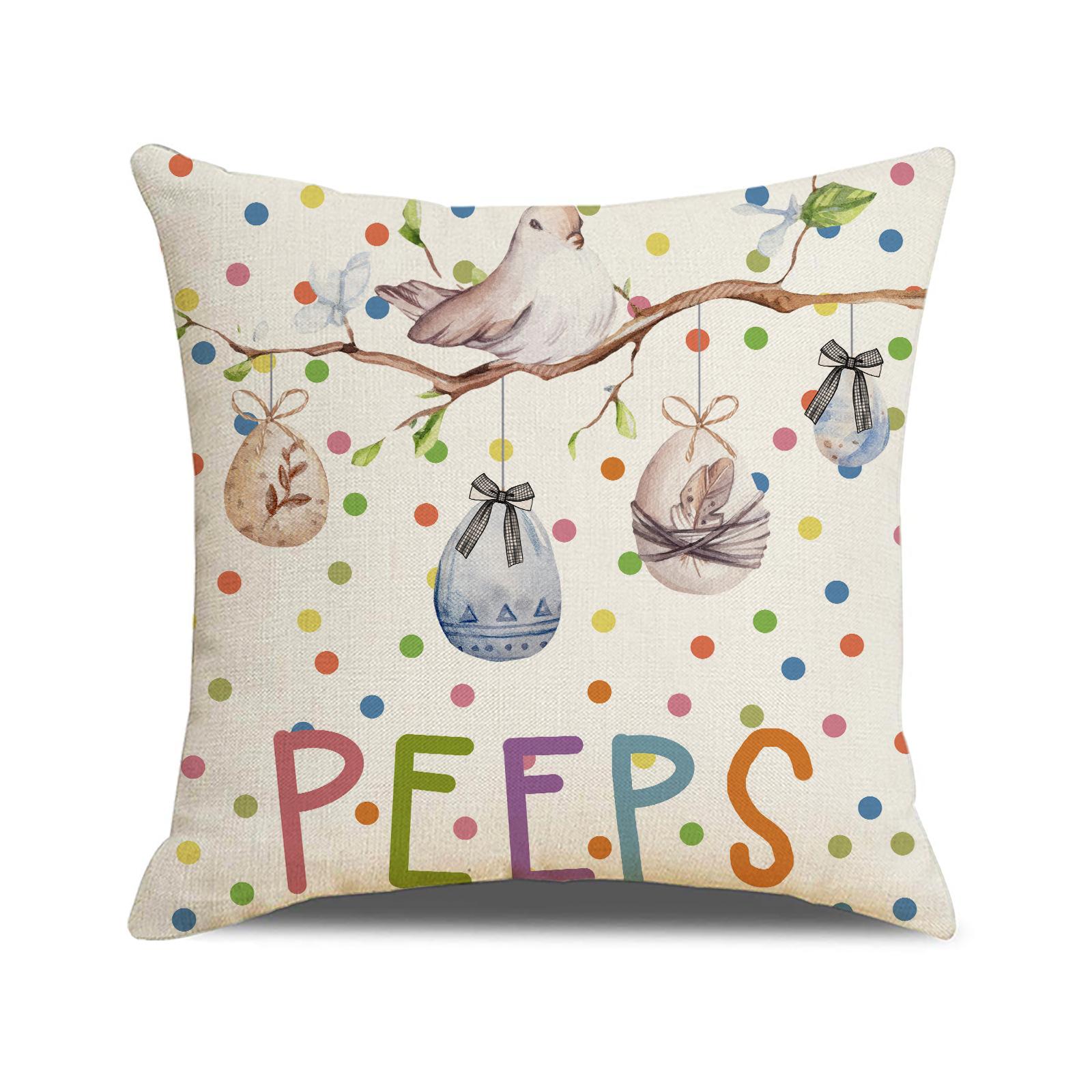 

New Polka Dot Cartoon Rabbit Pillow Case Holiday Decoration Easter Pillow Linen Stain-resistant Sofa Pillow 45 * 45Cm (excluding pillow core)