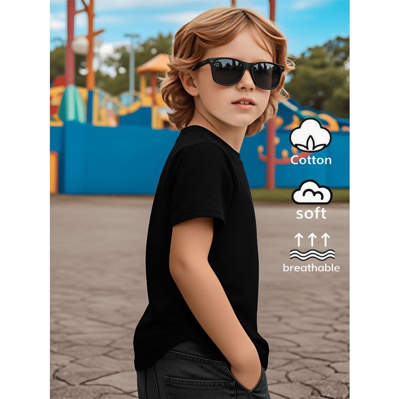 European Sizes Boys' Breathable Short Sleeve T-Shirt WithTraffic Light Stop Sign Cartoon Character Graphic Print - Round Neck Casual Summer Shirt