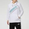 Puma Sports Casual Colorblock Logo Print Hooded Knit Sweatshirt Men Tops White 588667-02