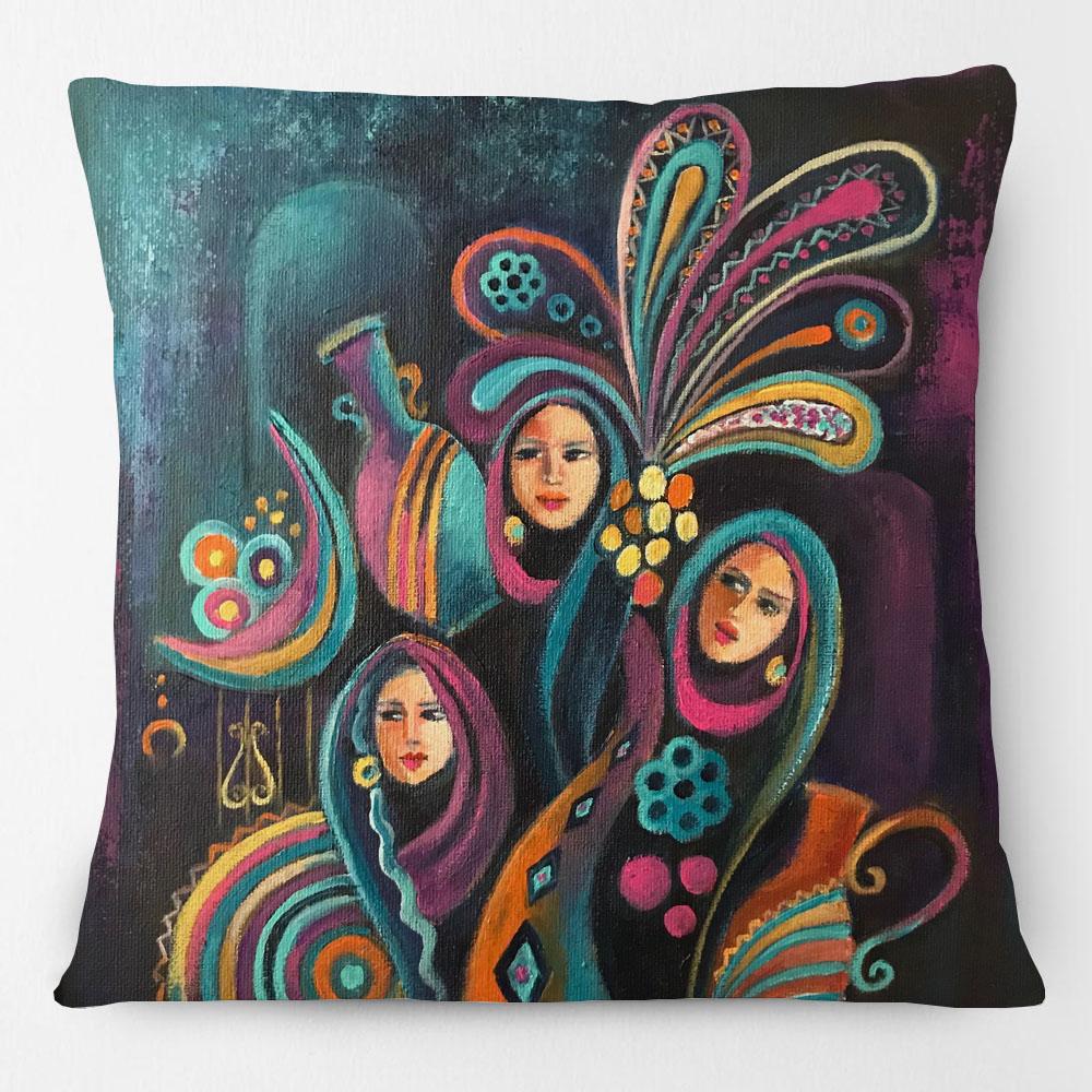 Middle East Arabic Muslim Islam Arabian Woman Portrait Poster Paintings Cushion Cover Decorative Pillows For Sofa