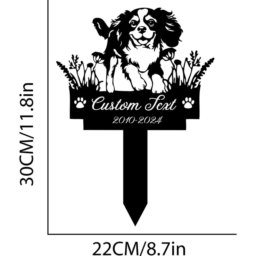 Personalized Dog Memorial Garden Stake, Cavalier King Charles Spaniel Metal Sign, Custom Pet Outdoor Decor