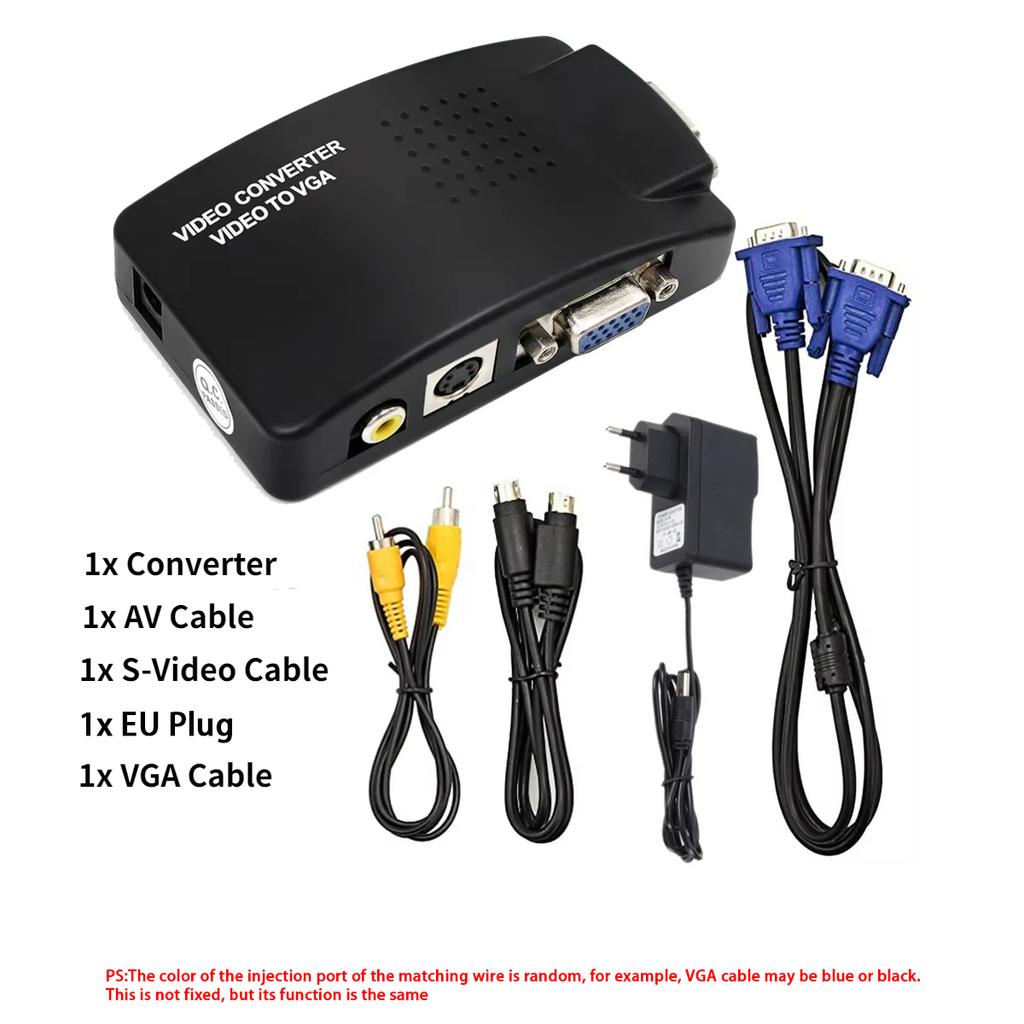 AV To VGA Adapter RCA VGA Converter PC RCA Composite S-Video AV Input To PC VGA LCD Output Converter Switch Box