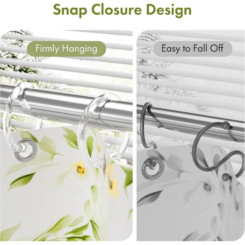 24 Piece Portable Bathroom Hooks For Shower Curtains Secure Snap Closure Easy Adjustments Multipurpose Use