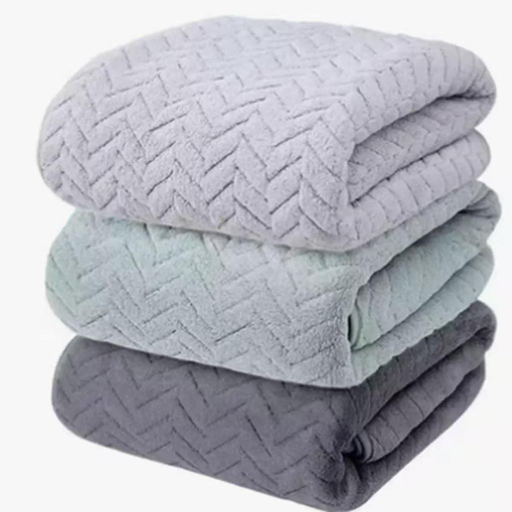 Temu Coral Fleece Bath Towel Set - Wheat Ear Style, Large Towels