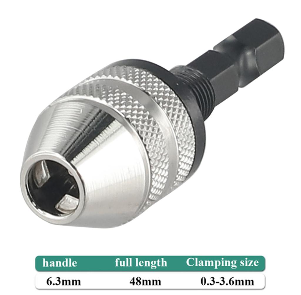 6.35mm Hex Shank Quick Change Keyless Drill Bit Chuck Adapter Converter Tool Hexagonal Shank Electric Grinder Drill Chuck