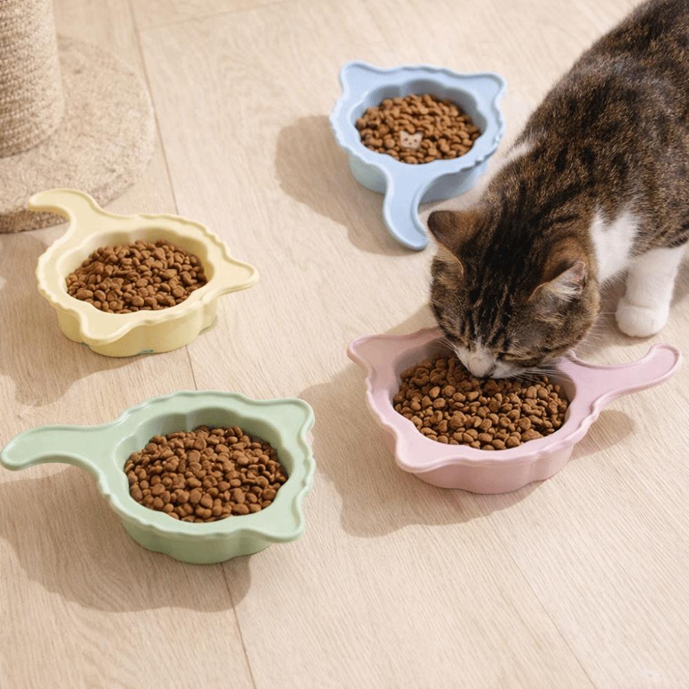 Ceramic Cat Food Water Bowl Solid Color Pet Drinking Feeder Cute Pet Food Bowl  Indoor