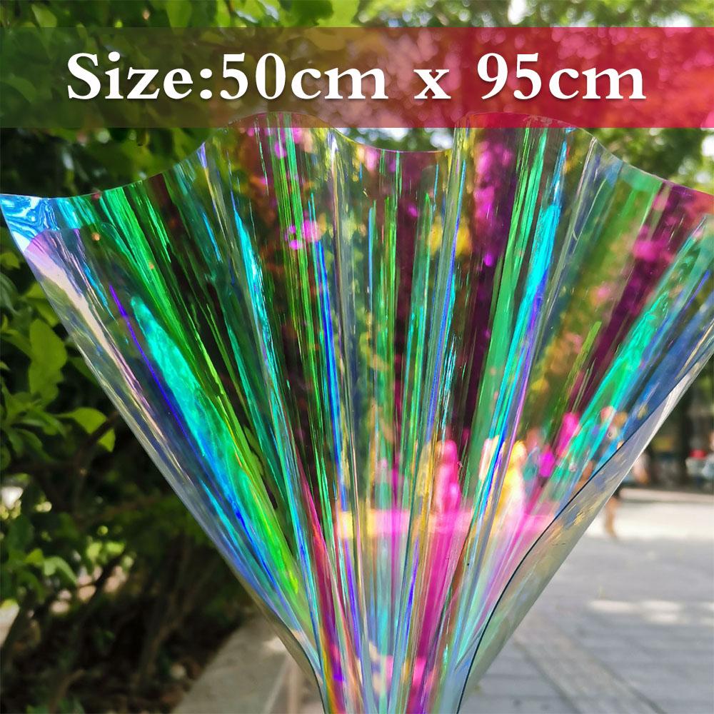 Candy Iridescent Holographic Clear Transparent PVC Fabric Leatherette Laser Rainbow Film Vinyl Craft Bag Earring DIY Bows Making
