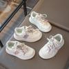 Spring 2026 Girls' Princess Sports Shoes - Lightweight, Breathable White Cartoon Leather Sneakers