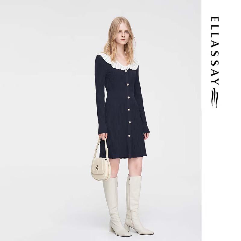 ELLASSAY Hepburn Style Color-block Knit Dress