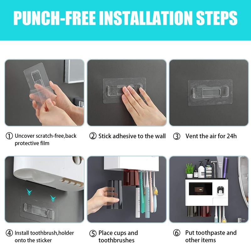 1 Set Of Toothbrush Holder Wall-mounted Non-perforated Automatic Toothpaste Dispenser Toothbrush